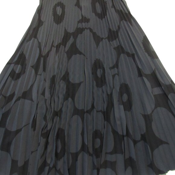 NWT marimekko Kyllikki Unikko Plissée Midi in Black Gray Floral Pleated Skirt S - Picture 6 of 10